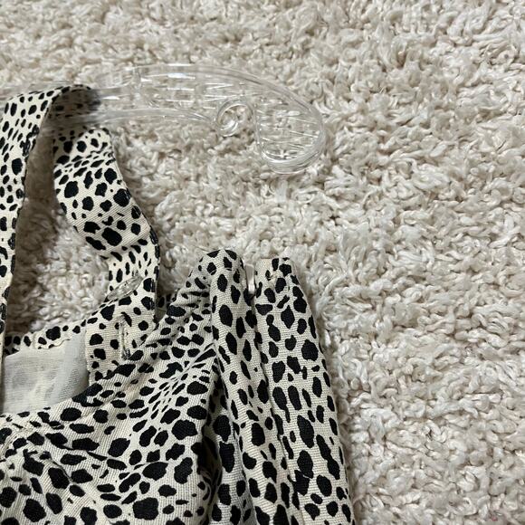 American Eagle Small Cheetah Print Linen Blend Square Neckline A-Line Mini Dress - Picture 4 of 8